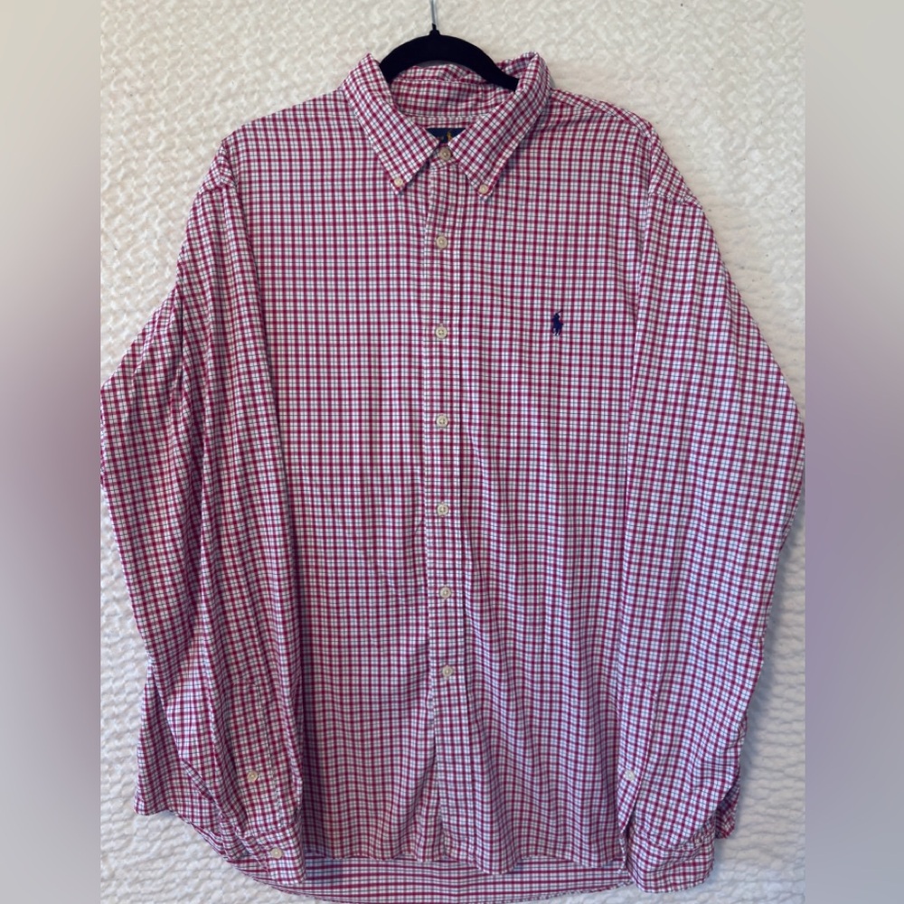 Polo by Ralph Lauren Men's Red and White Checked Button-Down Shirt XXL